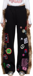Chopova Lowena Black Faux-Fur Sweatpants