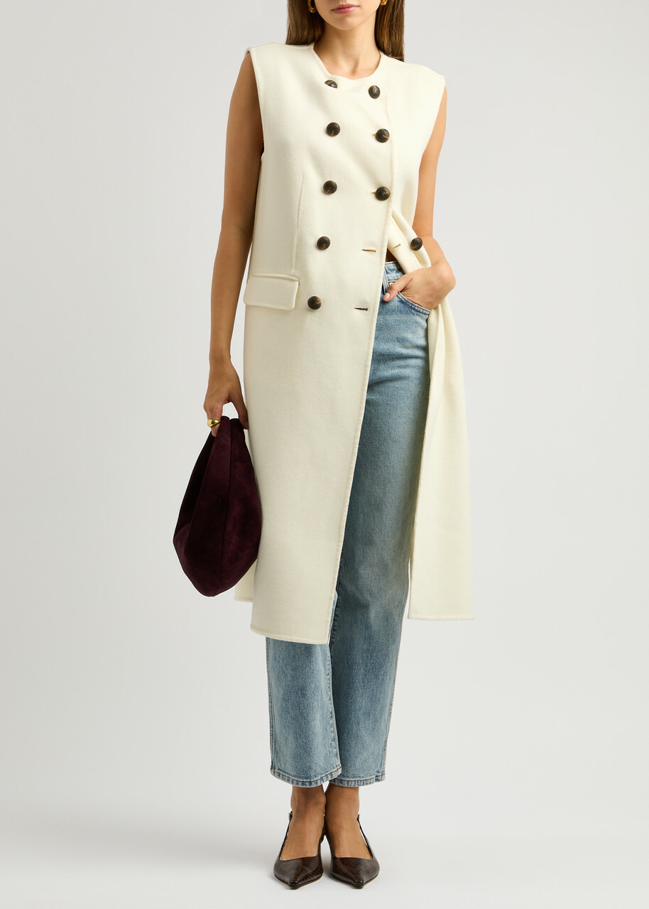 Veronica Beard Hoxton Sleeveless Wool-blend Jacket Ivory