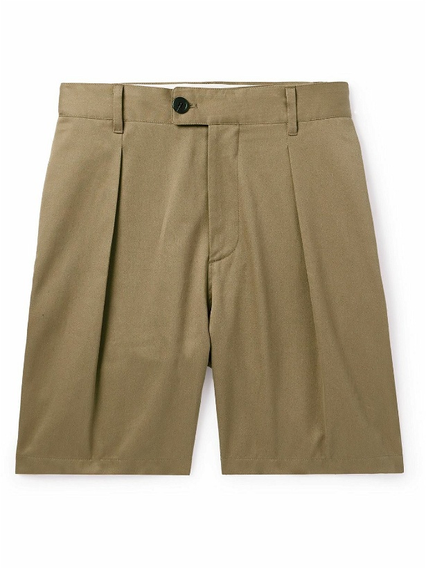 Photo: Håndværk - Straight-Leg Pleated Cotton-Twill Chino Shorts - Neutrals