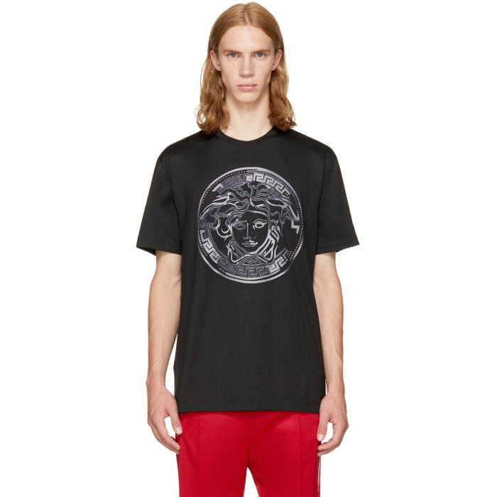 Photo: Versace Black Large Studded Medusa T-Shirt