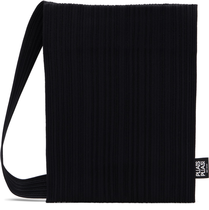 Photo: PLEATS PLEASE ISSEY MIYAKE Black Crepe Knit Bag