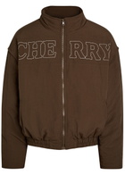Cherry Los Angeles Pit Crew Logo-embroidered Padded Nylon Jacket Brown