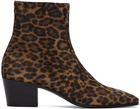 Saint Laurent Brown & Tan Suede Leopard Vassili Chelsea Boots