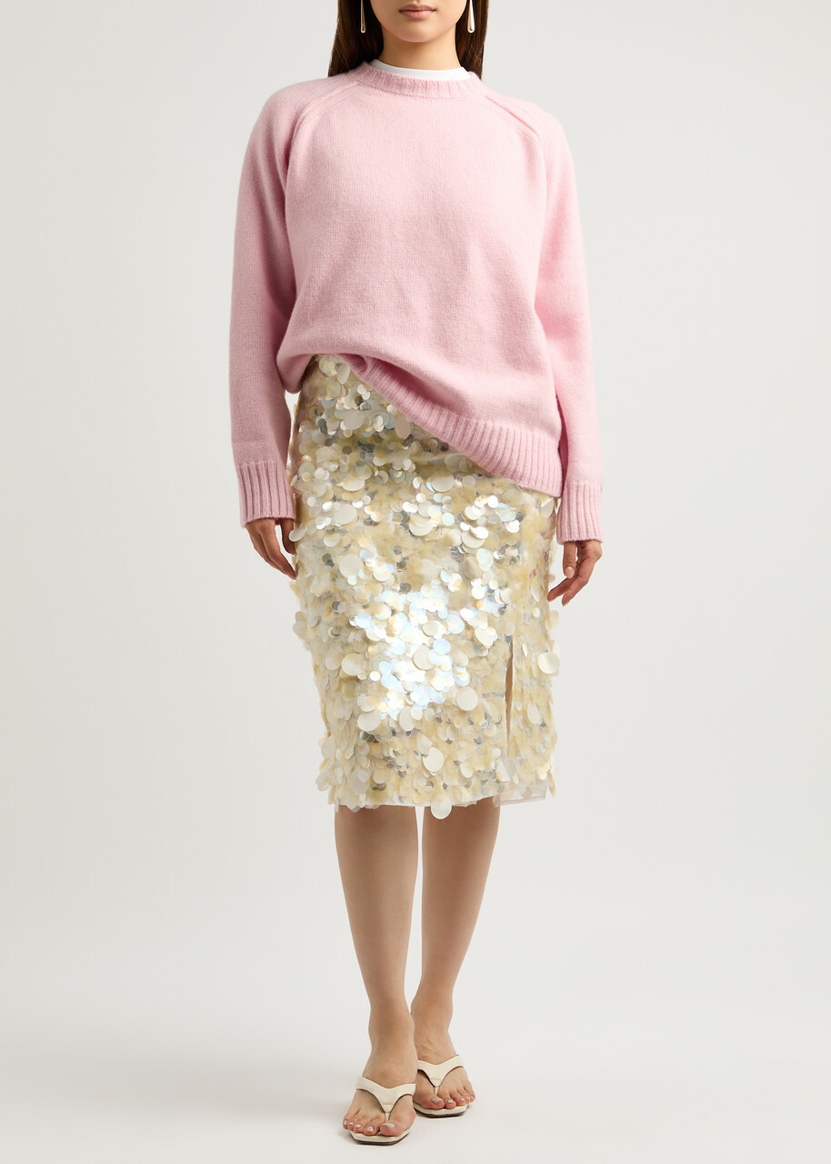 Rohe Paillette-embellished Midi Skirt Cream