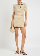Frame The Bauble Open-knit Mini Skirt Cream