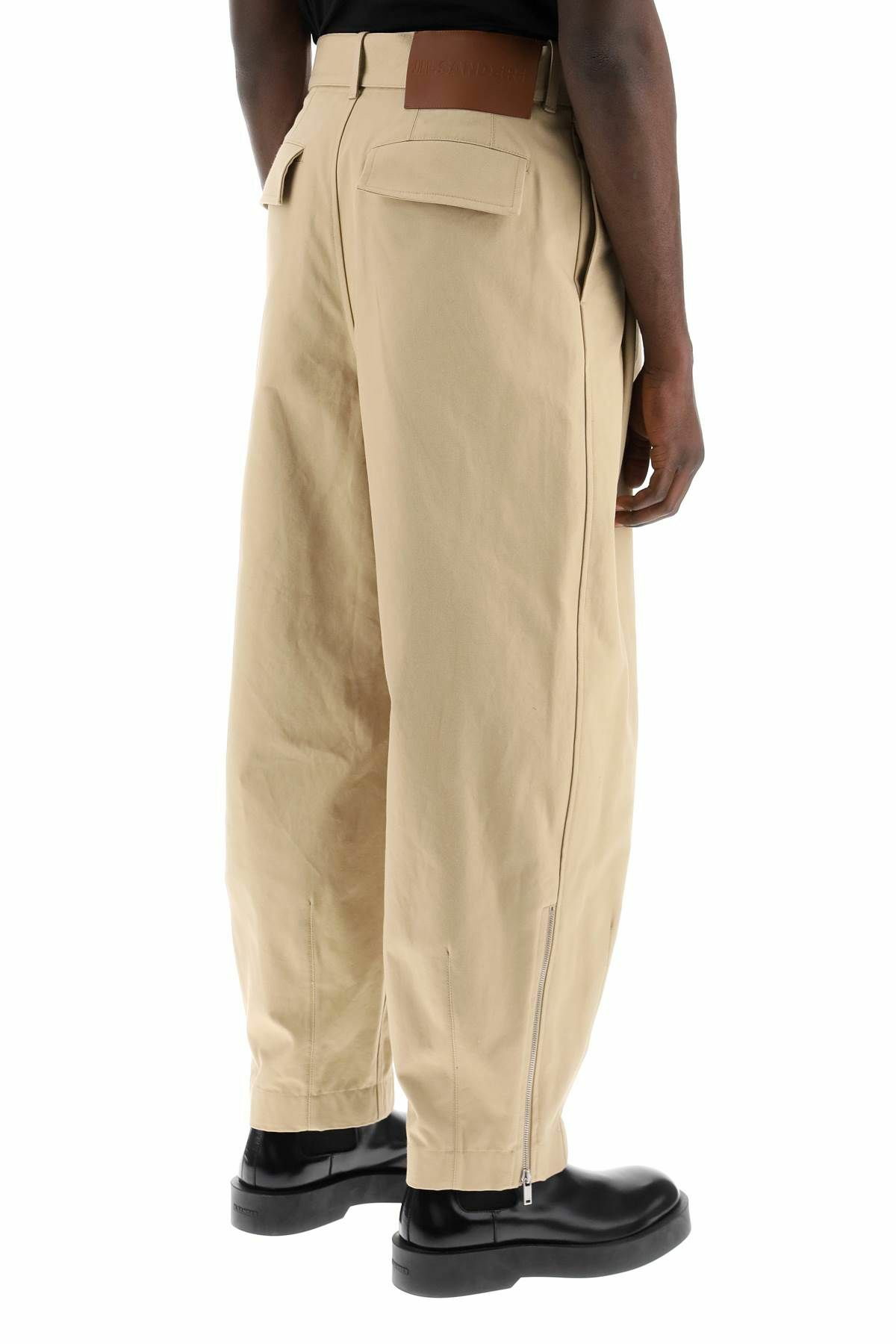 JIL SANDER cotton pants with removable belt Beige Jil Sander