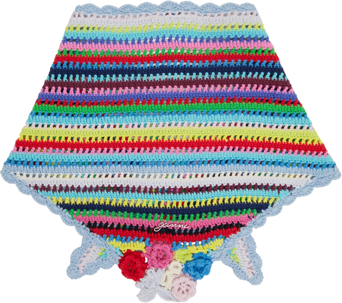 GANNI Multicolor Striped Crochet Scarf