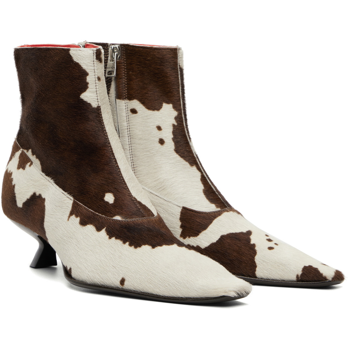 Marni White & Brown Cow-Print Ponyhair Cindi Boots