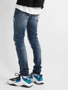 AMIRI - MX1 Skinny-Fit Panelled Distressed Jeans - Blue