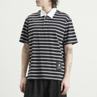 MASTERMIND WORLD Men's Fine Gauge Stripe Ss Rugby Shirt in Black