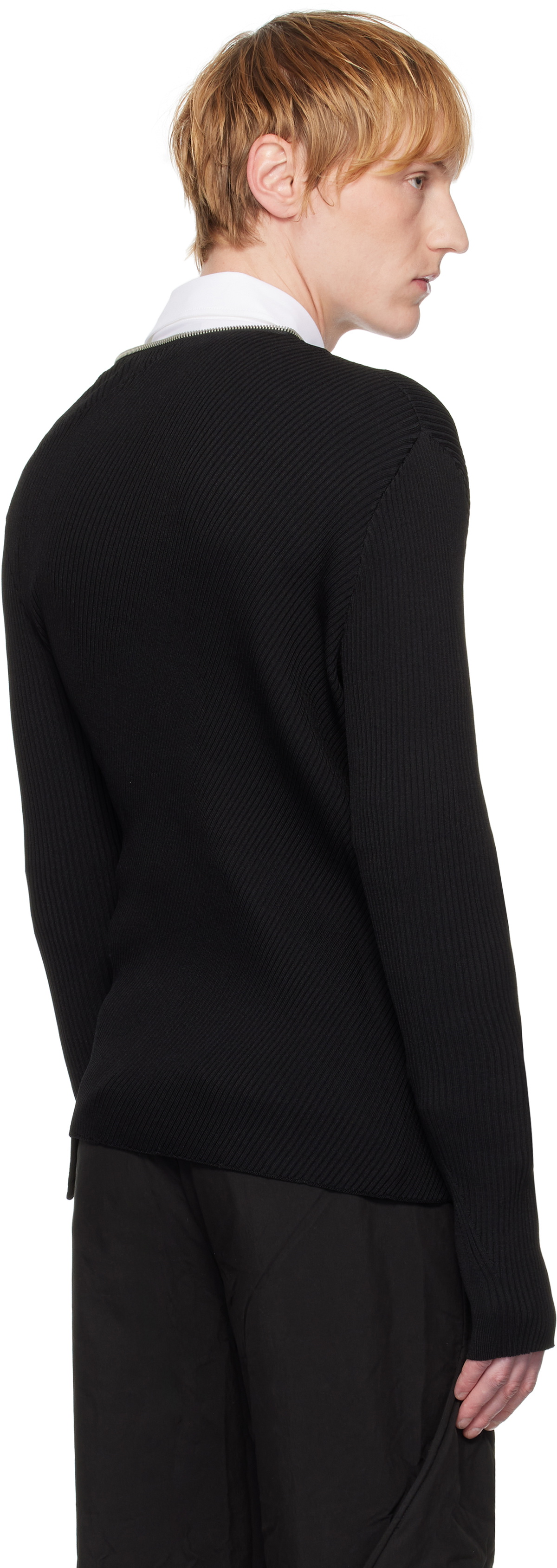 【関税&送料込】Heliot Emil Sweaters Black HELIOT EMIL Black Tied Zip Knit Sweater Heliot Emil