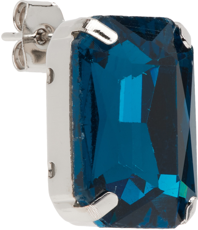 IN GOLD WE TRUST PARIS Silver & Blue King Size Crystal Pin Single Earring