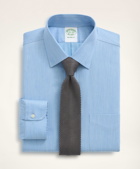 Brooks Brothers Men's Stretch Milano Slim-Fit Dress Shirt, Non-Iron Herringbone Ainsley Collar | Blue