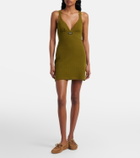 Miu Miu Lace-trimmed pointelle cotton minidress