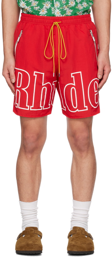 Photo: Rhude Red Printed Shorts