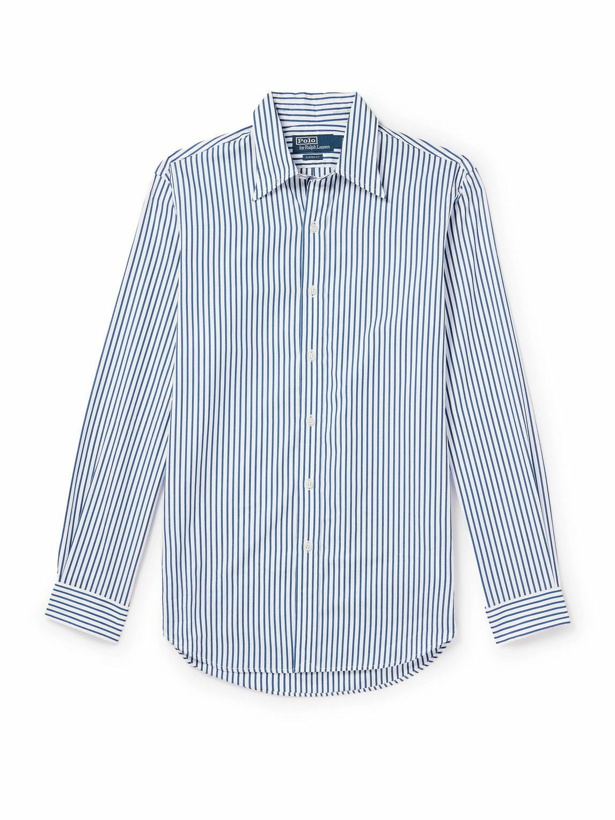 Photo: Polo Ralph Lauren - Logo-Embroidered Striped Cotton-Poplin Shirt - Blue
