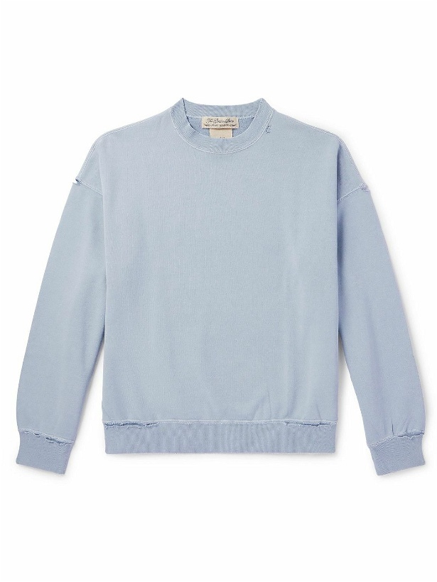Photo: Remi Relief - Distressed Cotton-Jersey Sweatshirt - Blue