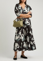 Lovebirds Floral-print Satin Midi Dress Black