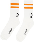 Off-White White & Orange Striped Socks