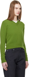 &Daughter Green Sligo Shrunken V-Neck Sweater