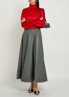 Armarium Fiamma Leather Midi Skirt Grey