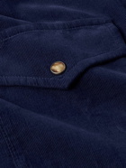 Brunello Cucinelli - Cutaway-Collar Cotton-Corduroy Western Shirt - Blue