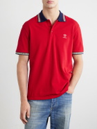 Versace - Logo-Embroidered Cotton-Piqué Polo Shirt - Red
