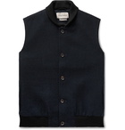 Oliver Spencer - Moorland Waffle-Knit Wool and Cotton-Blend Gilet - Blue