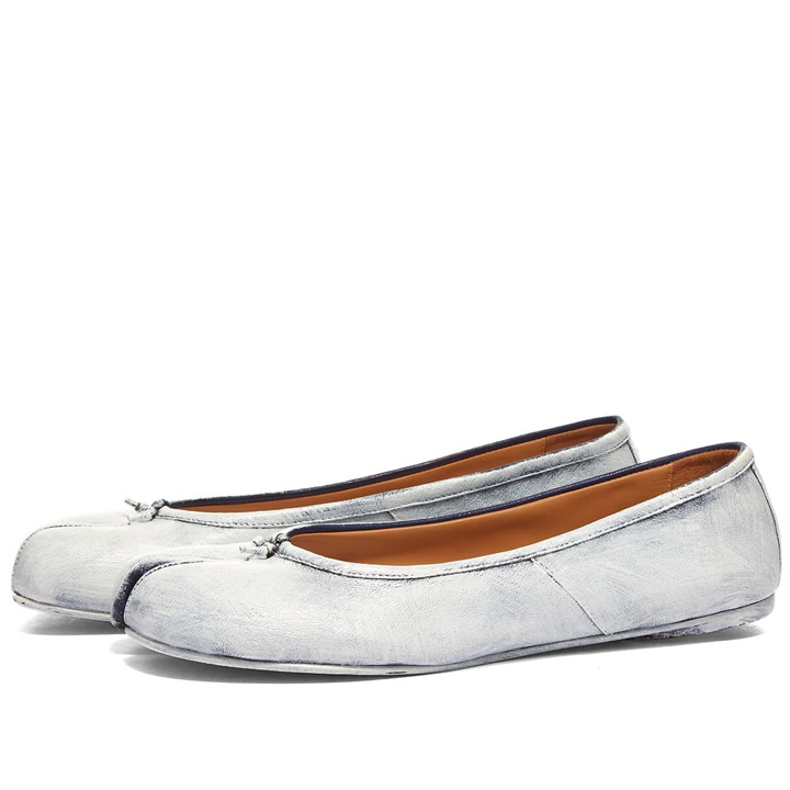 Photo: Maison Margiela Women's Ballerina Tabi Shoes in Blue Delft/White