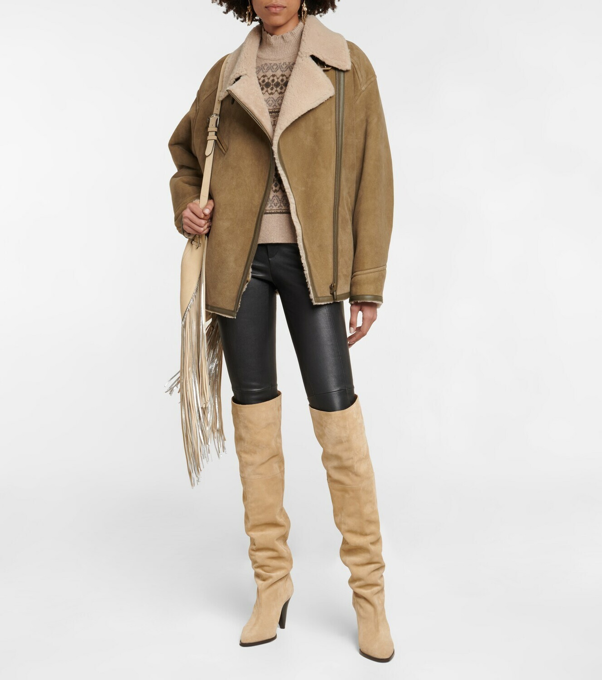 Marant Etoile Adagio trimmed suede jacket Isabel Marant Etoile