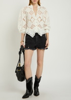 Isabel Marant Nina Cutwork-embroidery Cotton and Linen-blend Blouse White