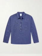 Visvim - Paint-Splattered Cotton and Silk-Blend Chambray Shirt - Blue