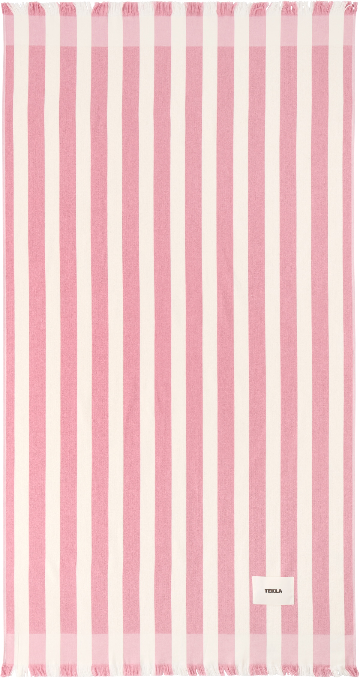 Tekla Pink & White Striped Beach Towel