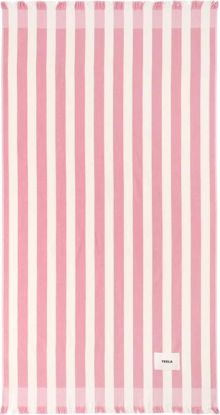 Photo: Tekla Pink & White Striped Beach Towel