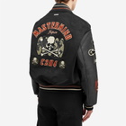 C2H4 Men's x mastermind JAPAN Curvilinear Varsity Jacket in Silent Black
