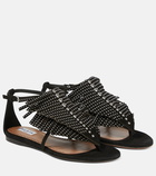 Alaïa Embellished suede thong sandals