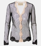 Valentino Lace-trimmed sheer mesh cardigan