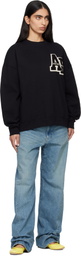 ANINE BING Black Miles Oversized Letterman Sweatshirt