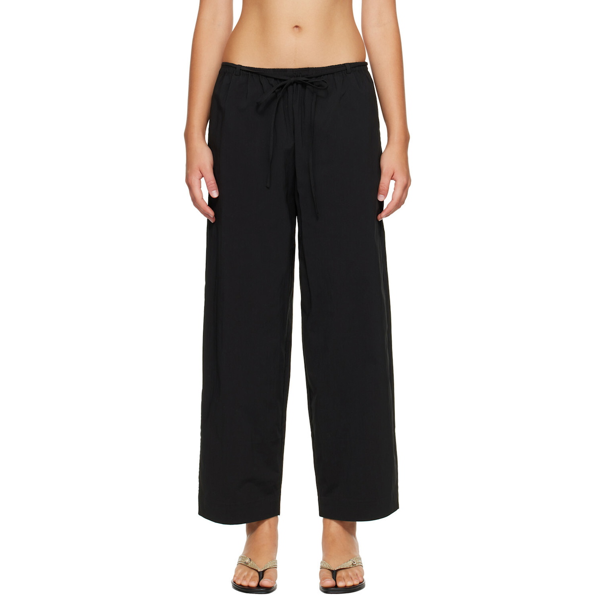 St. Agni Black Fine Rouleau Crop Trousers