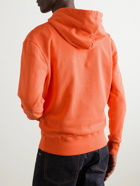 Maison Kitsuné - Logo-Embroidered Cotton-Jersey Hoodie - Orange
