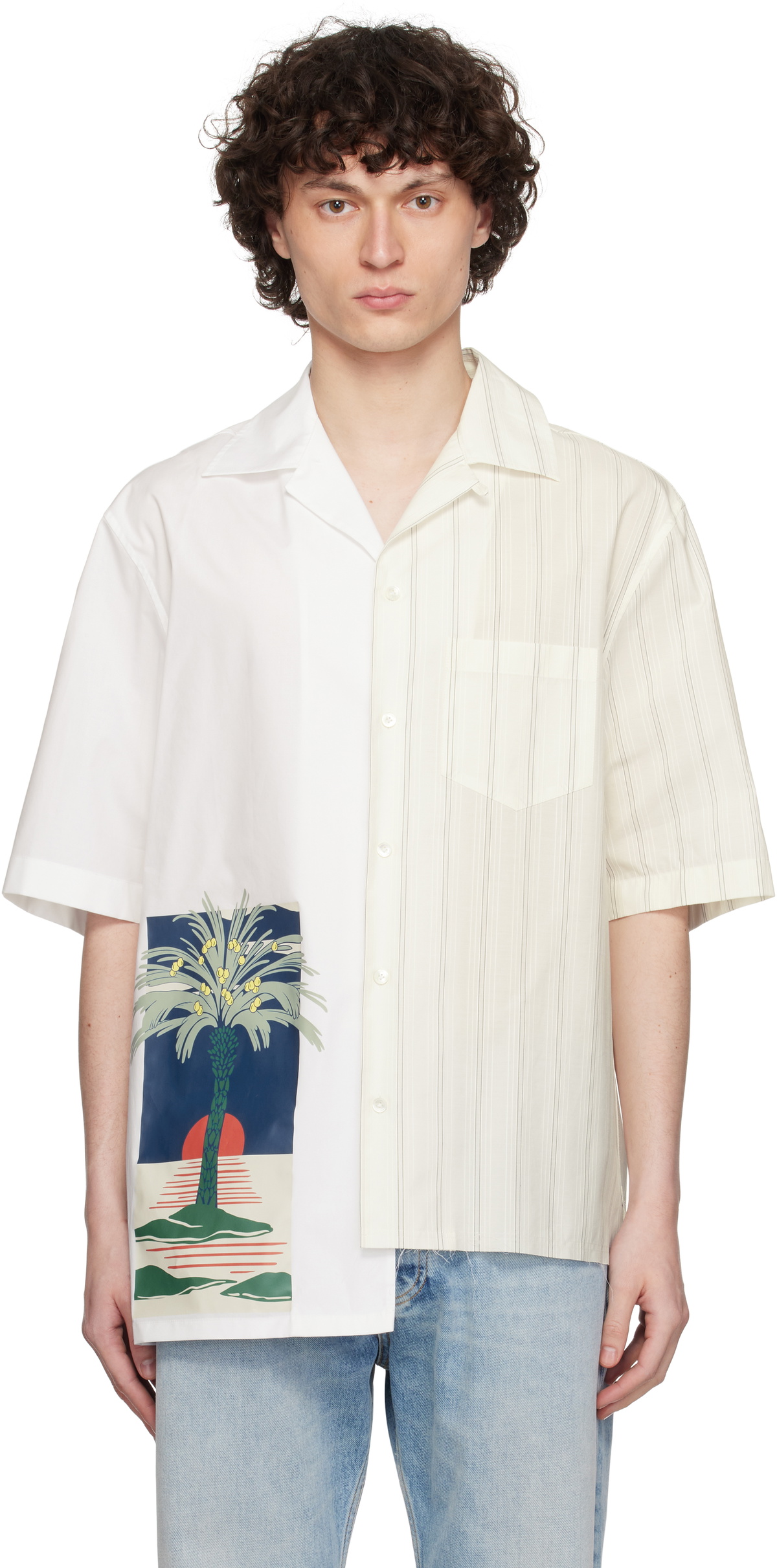 Lanvin Off-White Printed Asymmetric Shirt