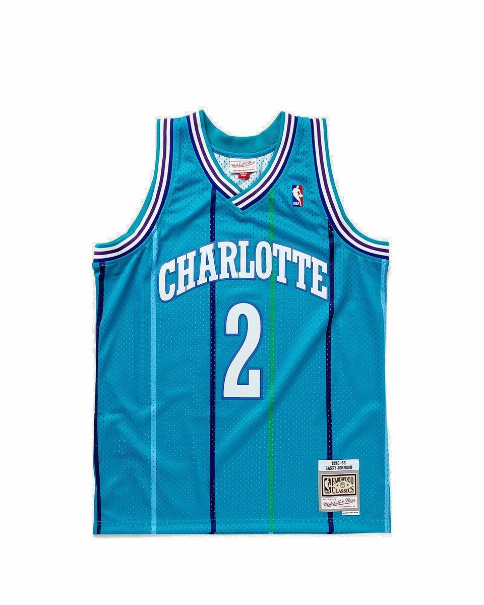 Photo: Mitchell & Ness Nba Swingman Jersey Charlotte Hornets Road 1992 93 Larry Johnson #2 Blue - Mens - Jerseys