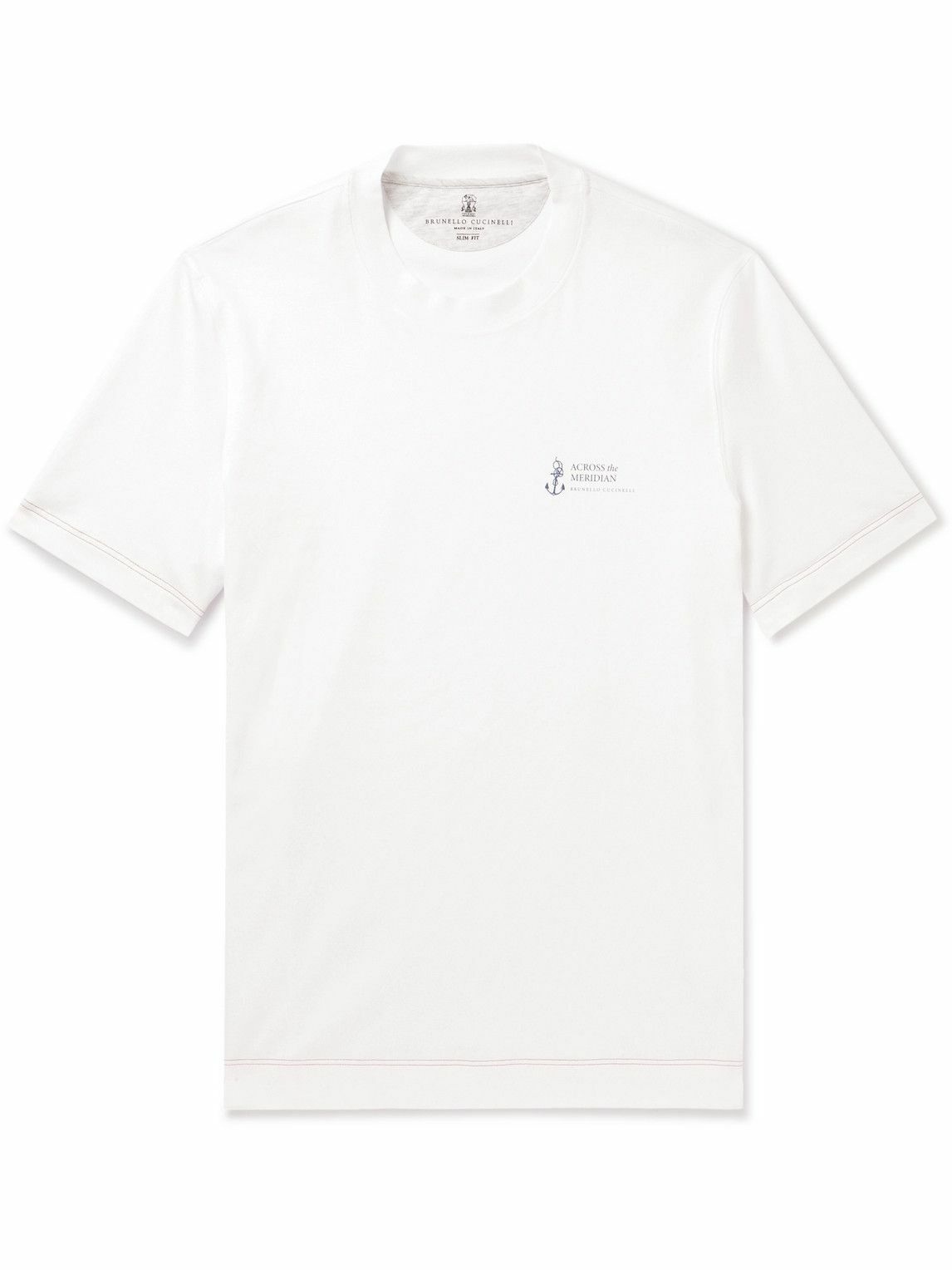 Brunello Cucinelli - Printed Cotton-Jersey T-Shirt - White Brunello ...