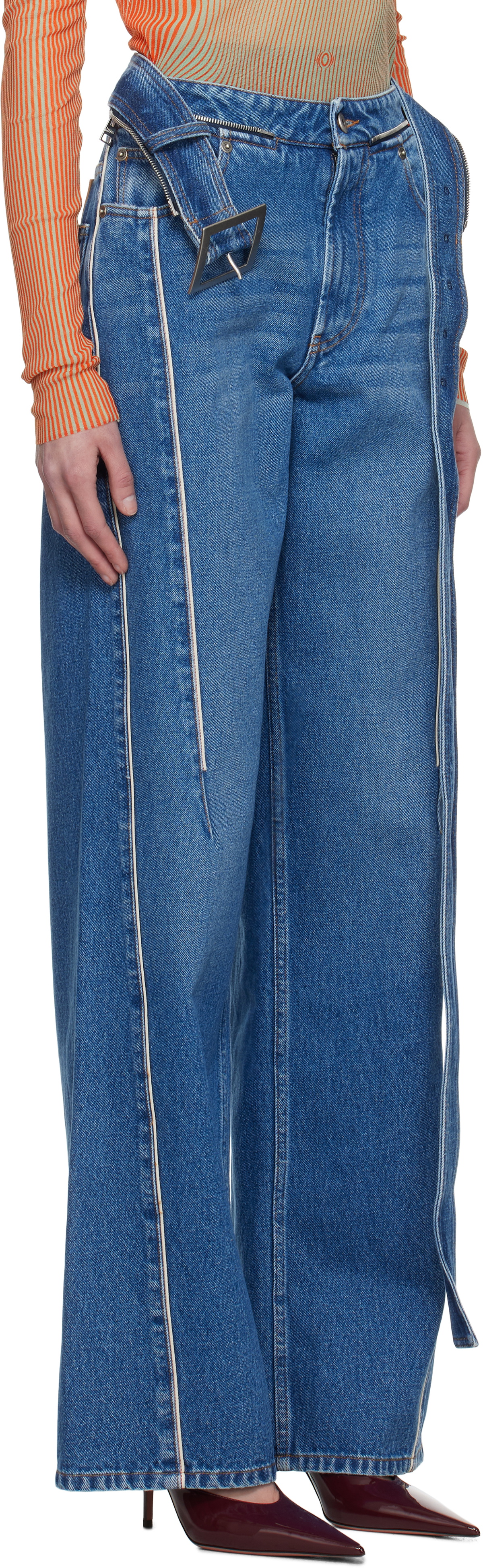 Jean Paul Gaultier Blue 'The Belted Denim' Jeans