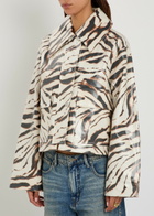 Ganni Zebra-print Laminated Barn Jacket White