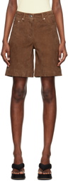 REMAIN Birger Christensen Brown Slit Suede Shorts