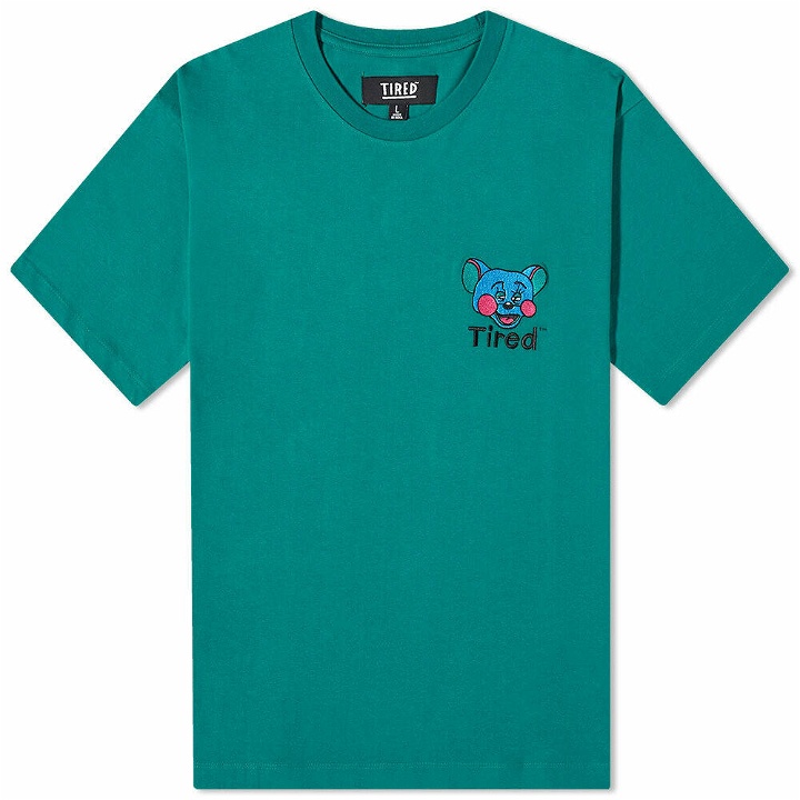 Photo: Tired Skateboards Men's Tipsy Mouse Embroidered T-Shirt in Green