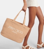 Jimmy Choo Beach logo raffia tote bag