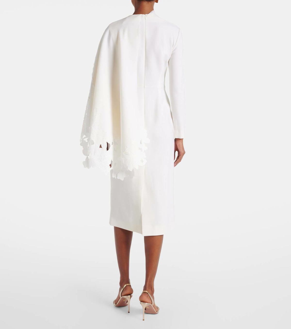 Oscar de la Renta Cape-detail wool-blend midi dress