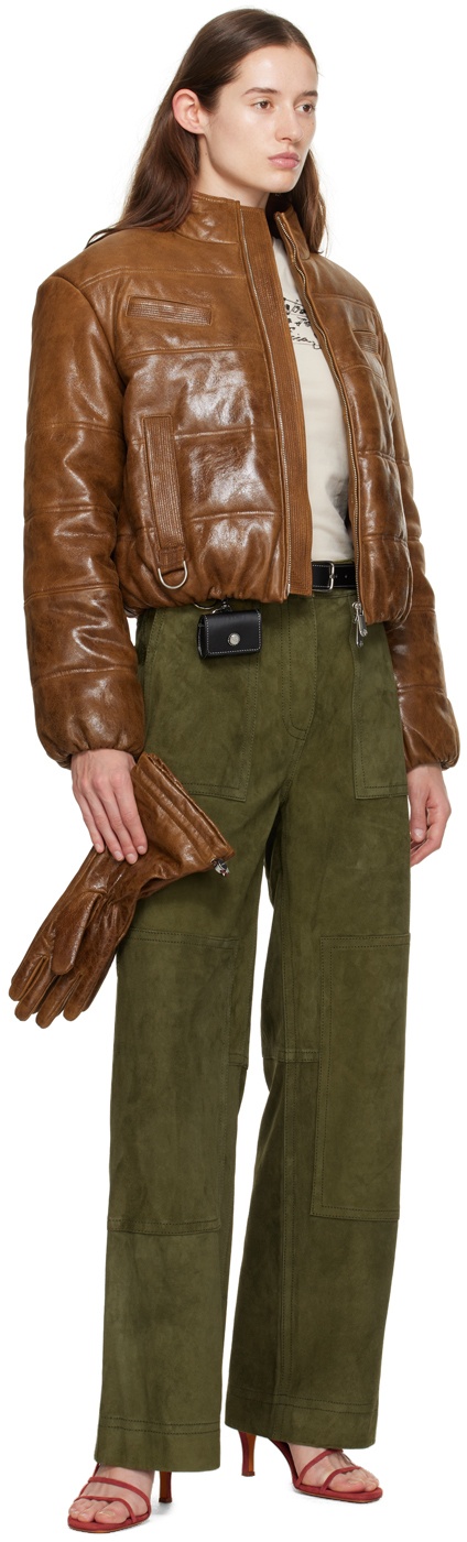 Saks Potts Brown Franklin Leather Puffer Jacket & Gloves Set Saks Potts